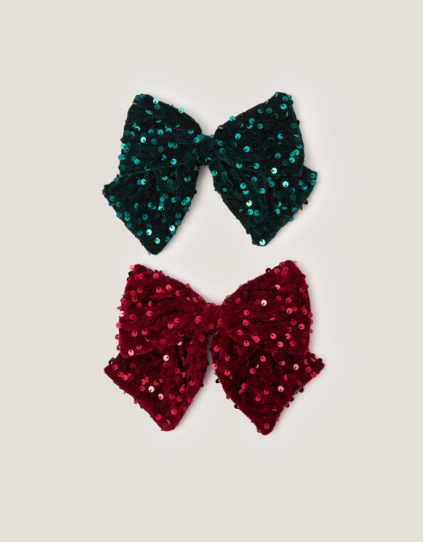 2-Pack Sequin Bow Hair Clips, , large