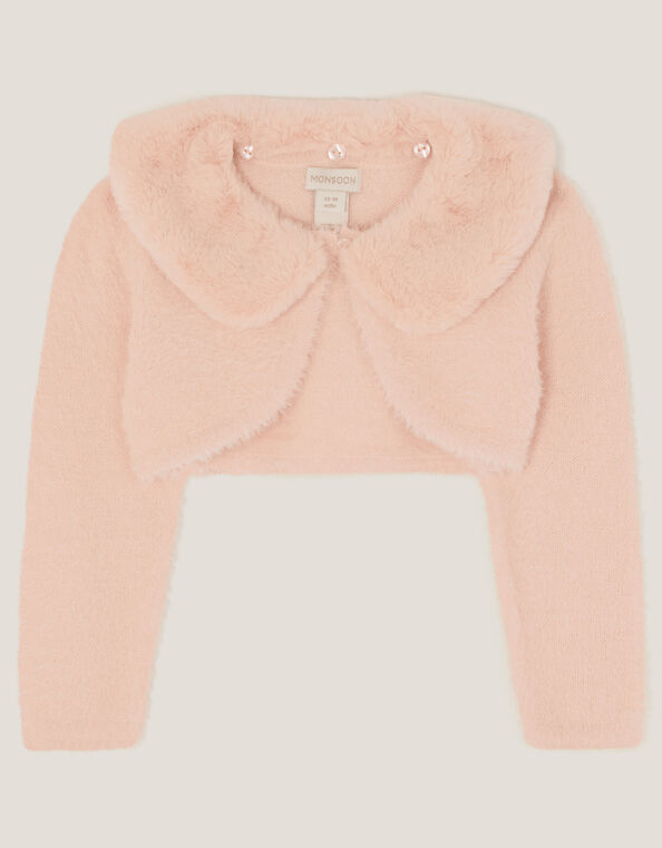Baby Detachable Collar Fuzzy Cardigan, Pink (PINK), large