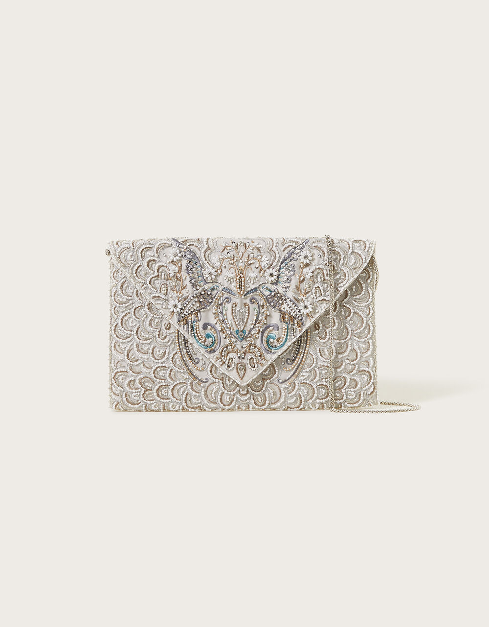 Bird Embellished Bridal Envelope Clutch Bag Occasion Bags Monsoon UK.