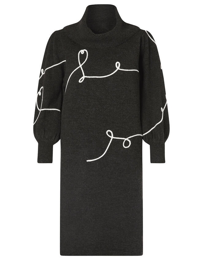 Cornelli Heart Knit Dress, Grey (CHARCOAL), large