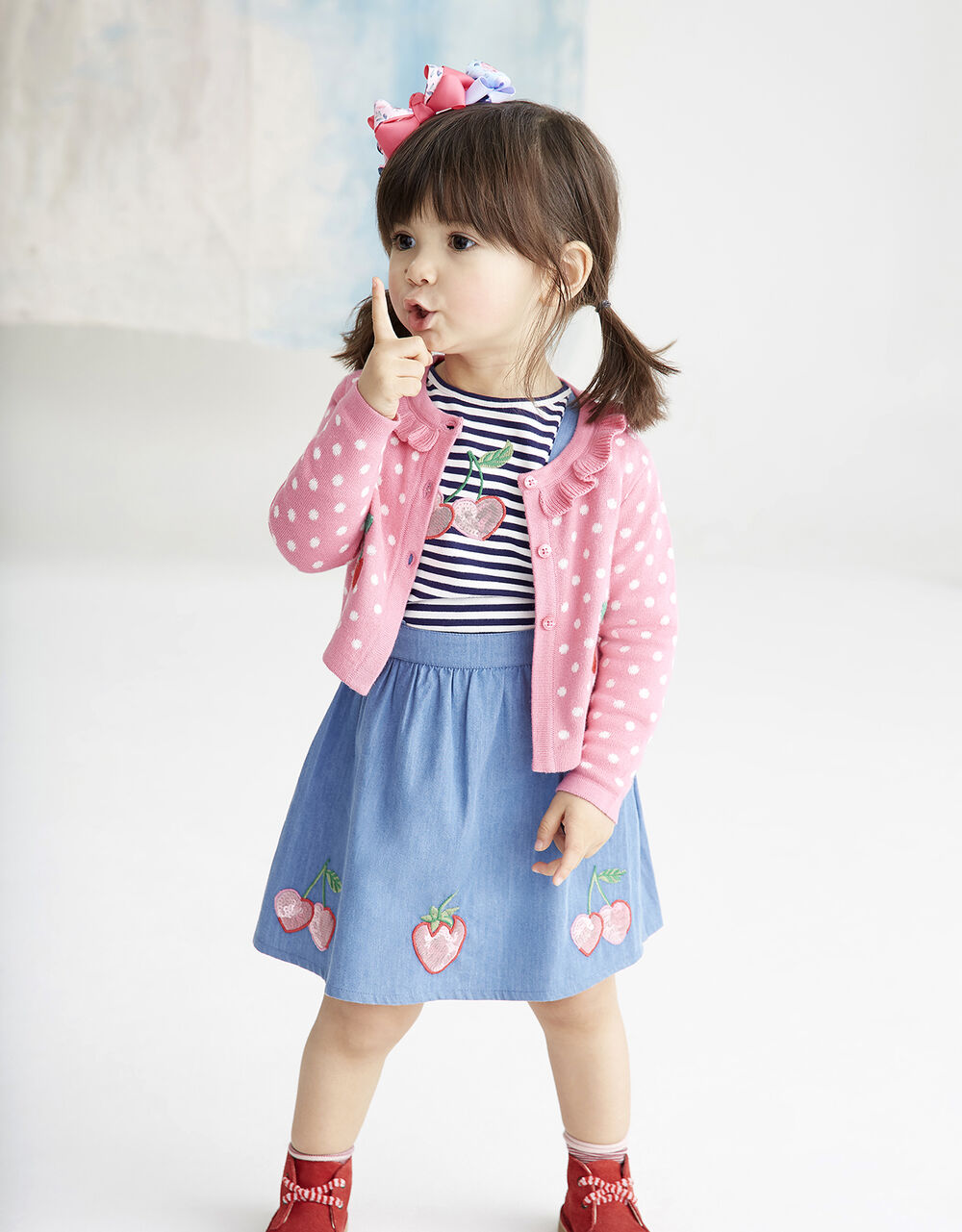 Baby Cherry Knitted Cardigan Pink Baby Girl Cardigans Monsoon UK.