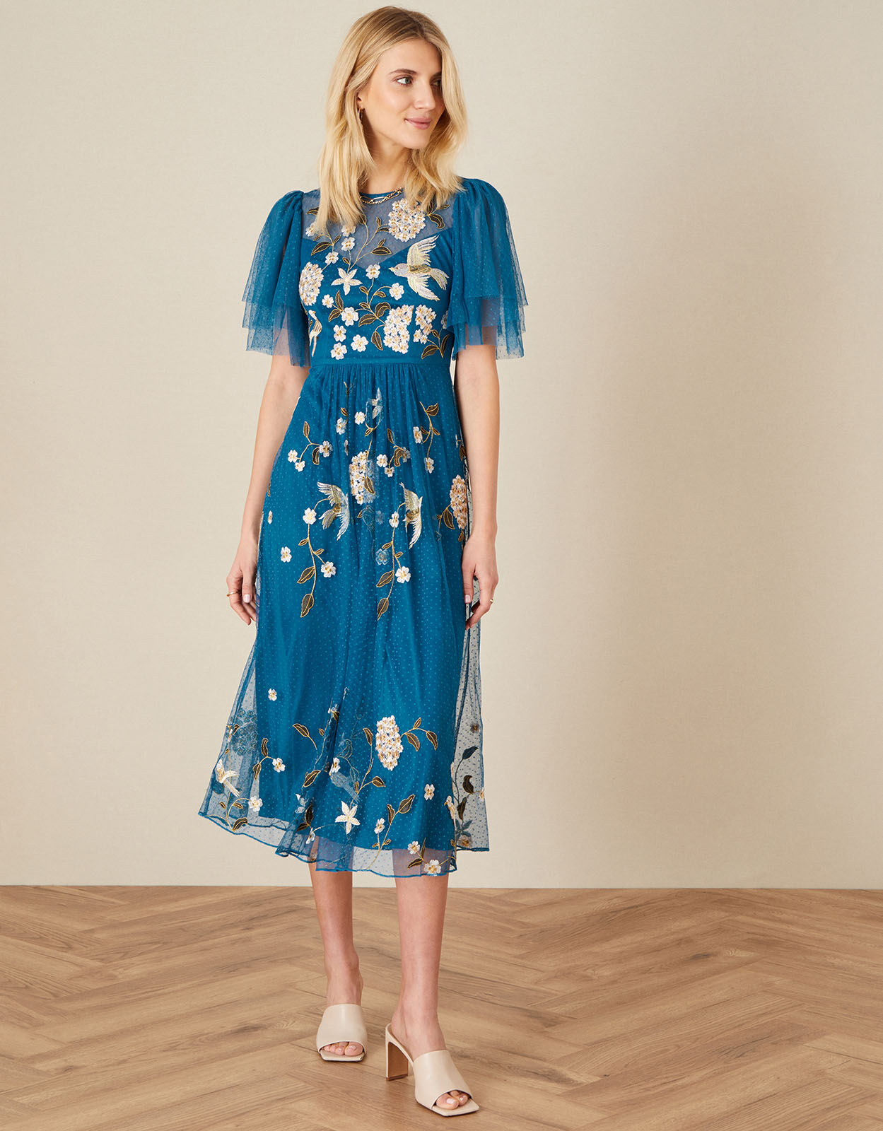 Bird embroidered dress 2025