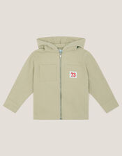 Hooded Twill Zip-Up Shacket, Natural (STONE), large