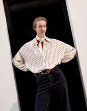 Esme Polka Dot Shirt & Scarf , Ivory (IVORY), large