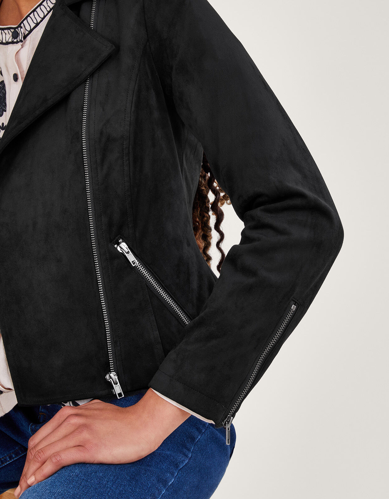 Ladies black suede biker jacket 2025