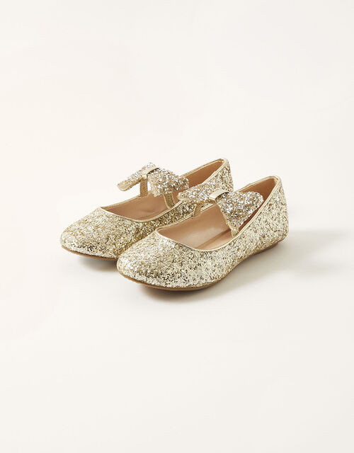 Dazzle Bow Ballerina Flats, Gold (GOLD), large