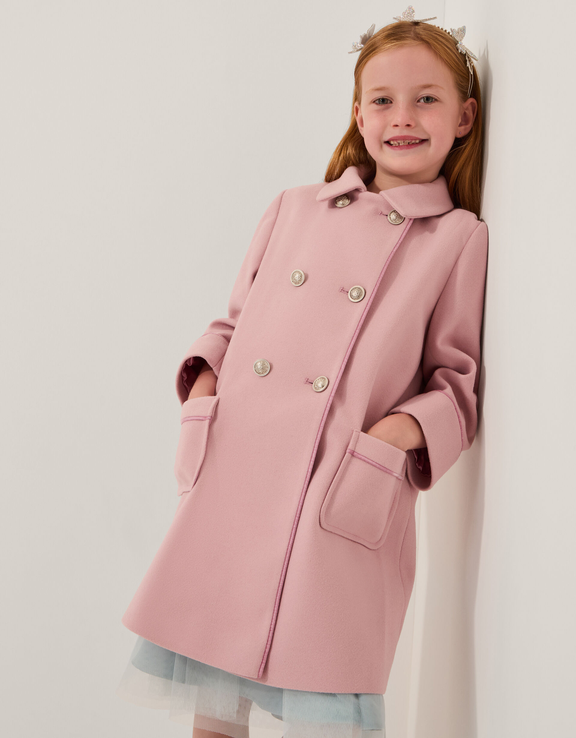 Double Breasted Collar Coat Pink