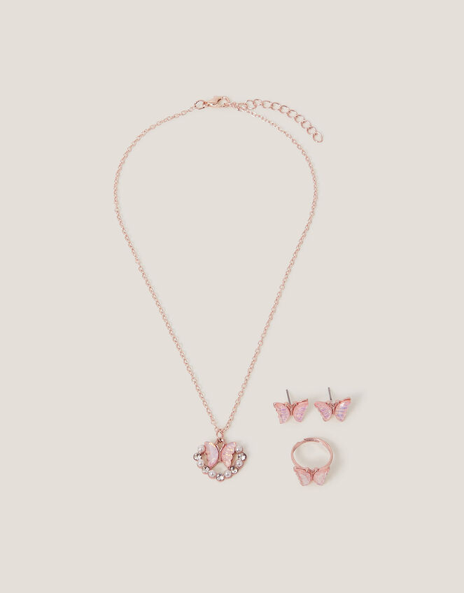 Butterfly Heart Jewellery Set, Pink (PINK), large