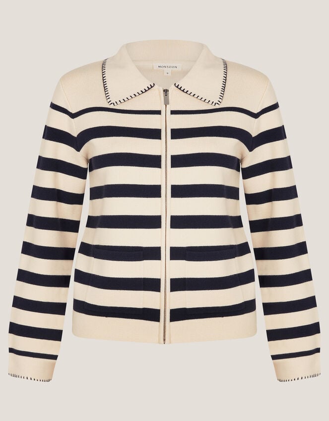 Sabine Stripe Collar Jacket, Ivory (IVORY), large