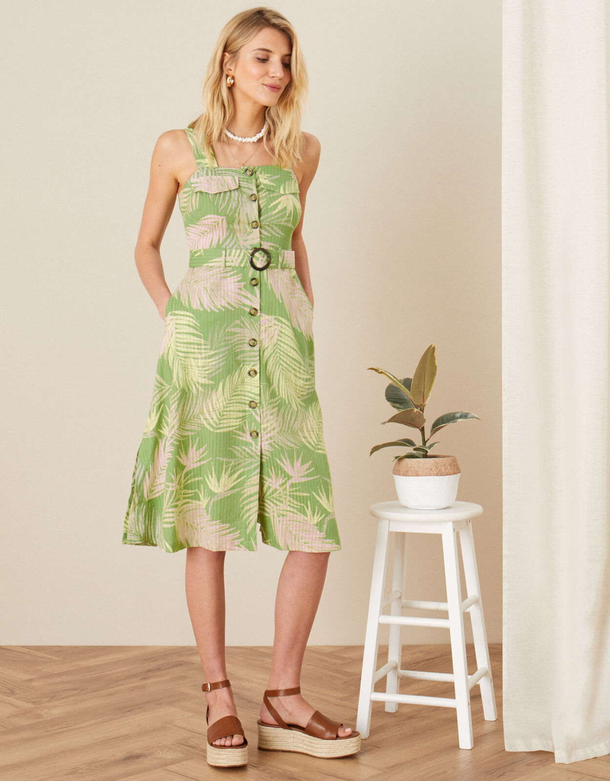 Palm print dress uk Clearance