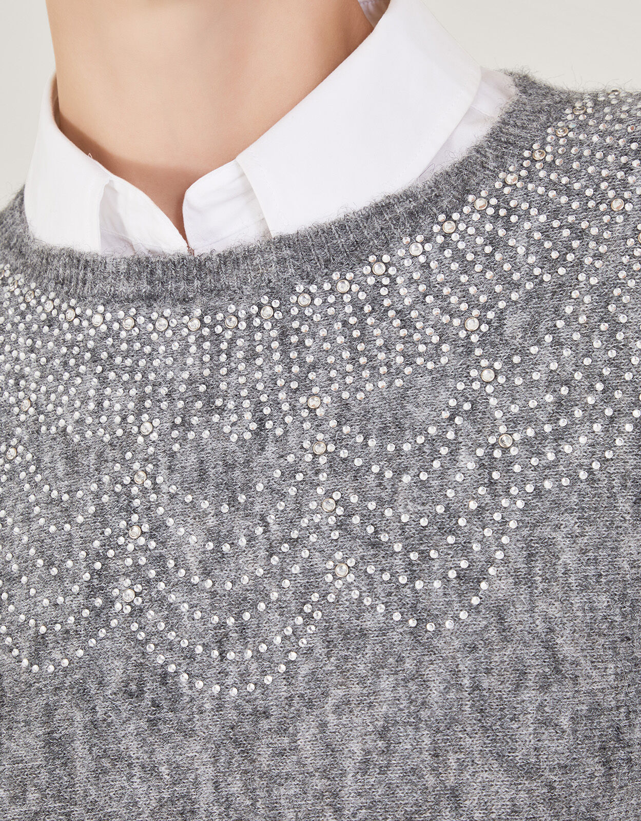 Grey embellished jumper shop