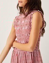 Greta Gingham Maxi Dress, Red (RED), large