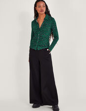 Print Ruched Jersey Shirt, Green (GREEN), large