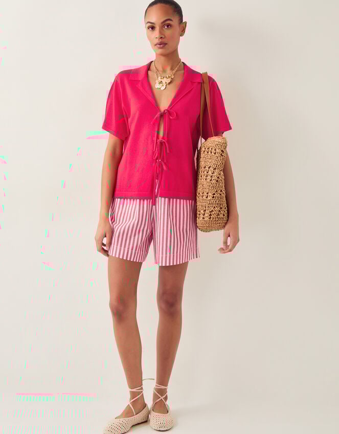 Liv High-Waisted Stripe Shorts, Red (RED), large