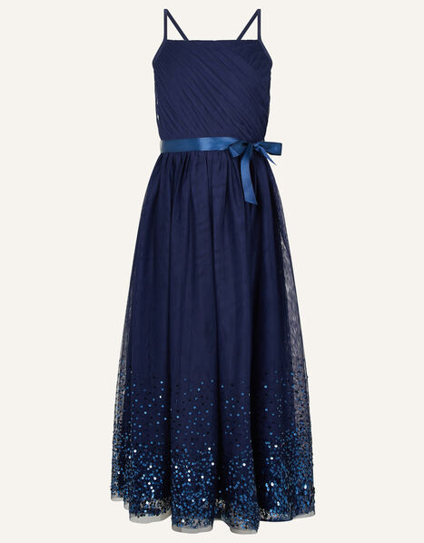 Lana Sequin Hem Maxi Prom Dress Blue, Blue (NAVY), large