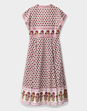 East Karmen Hand Woodblock Cotton Dress, Pink (PINK), large