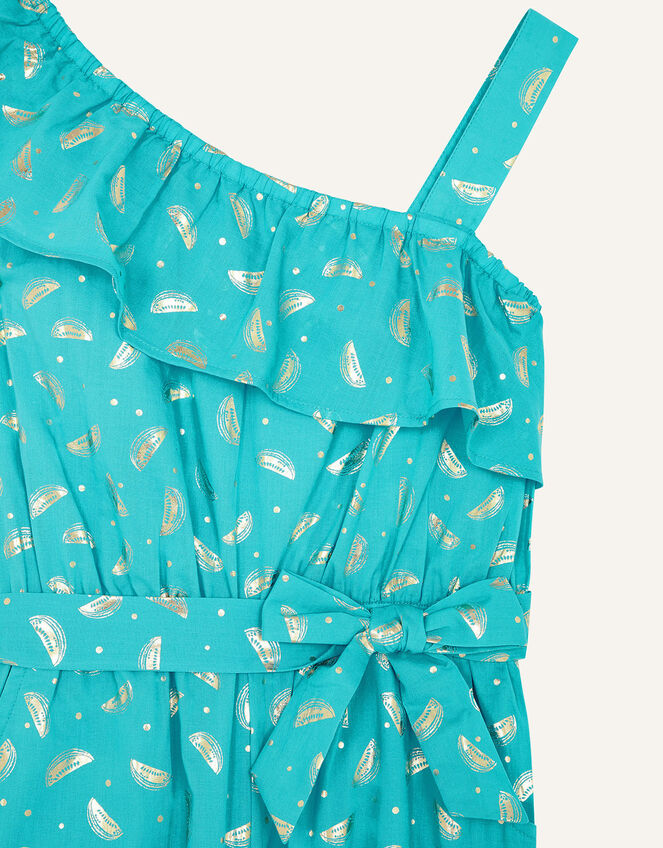 Watermelon Foil Jumpsuit in Organic Cotton , Green (GREEN), large