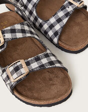 Gillian Gingham Buckle Sandals, Black (BLACK), large