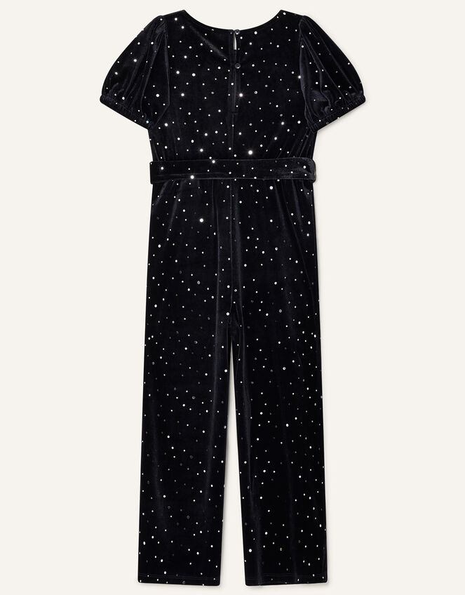 Spot Velvet Jumpsuit, Black (BLACK), large