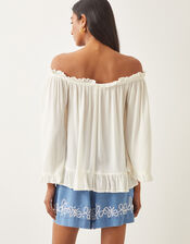 Bryony Off-The-Shoulder Frill Top, White (WHITE), large