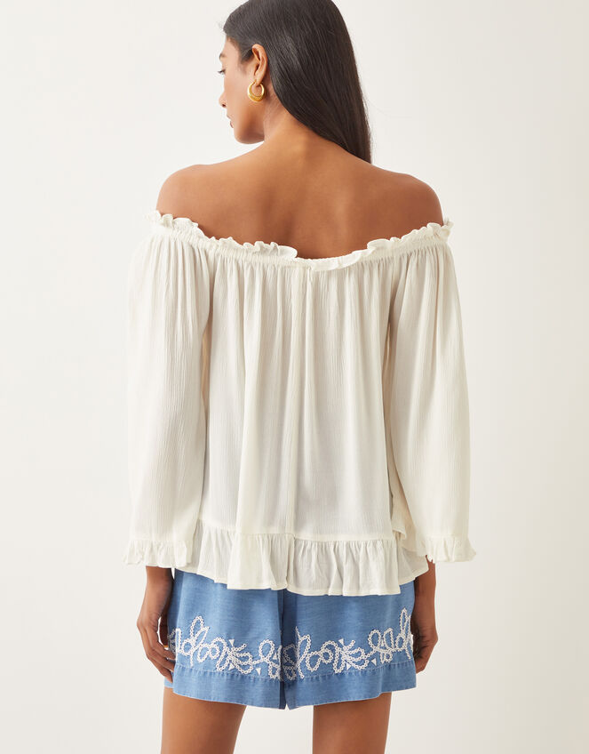 Bryony Off-The-Shoulder Frill Top, White (WHITE), large