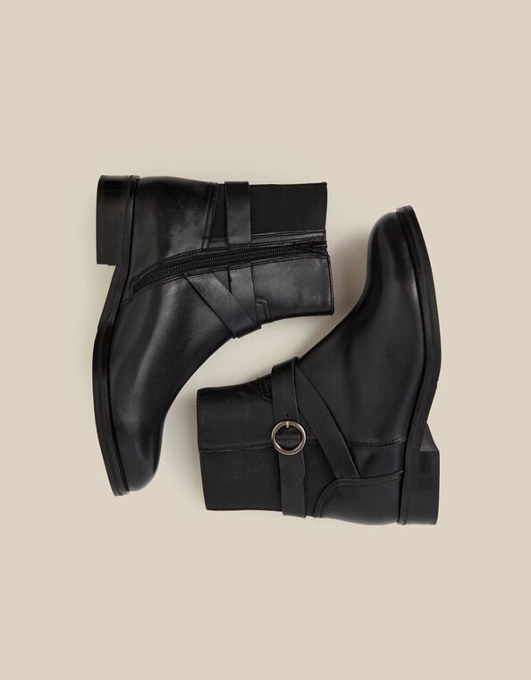Elie Leather Ankle Boots, Black (BLACK), large
