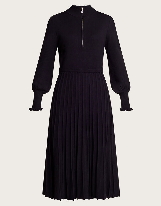 Zoey Zip Midi Dress, Black (BLACK), large