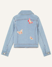 Butterfly and Flower Denim Jacket, Blue (BLUE), large