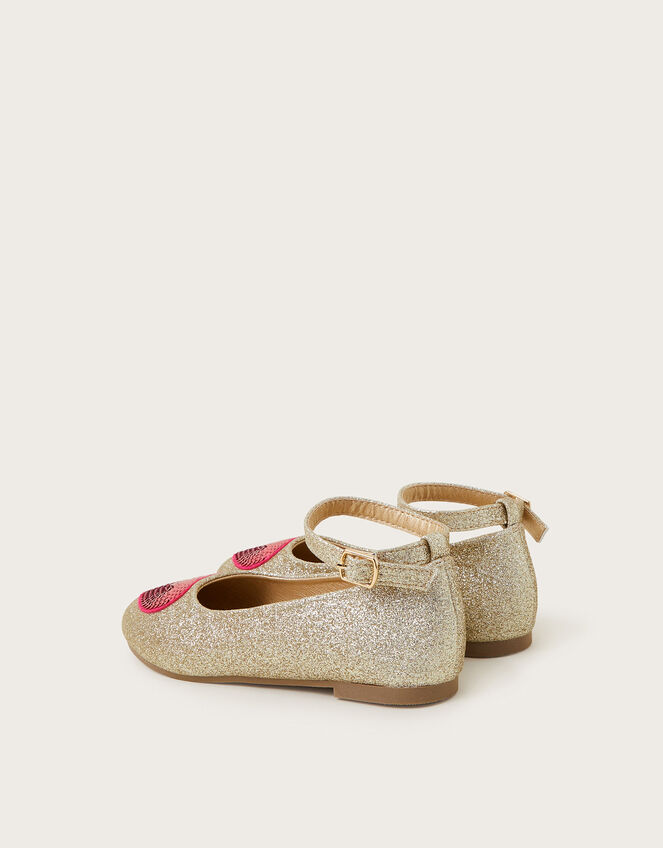 Sequin Heart Sparkle Ballet Flats, Gold (GOLD), large