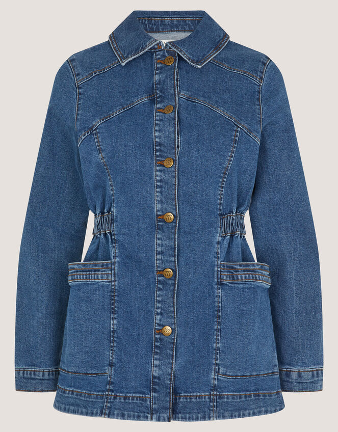 Mabel Longline Denim Jacket, Blue (MID AUTHENTIC BLUE), large