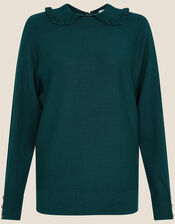 Ruffle Collar Jumper , Teal (TEAL), large
