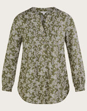 Longline Print Pullover Blouse in LENZING™ ECOVERO™ , Green (KHAKI), large