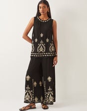 Saffron Embroidered Tank Top, Black (BLACK), large