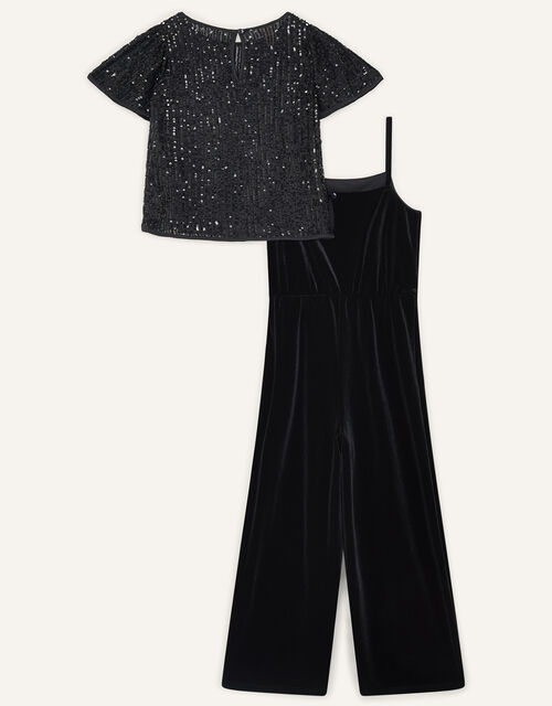 Sequin Top and Jumpsuit Set, Black (BLACK), large
