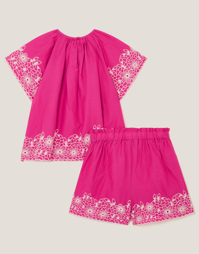 Embroidered Floral Top and Shorts Set, Pink (PINK), large