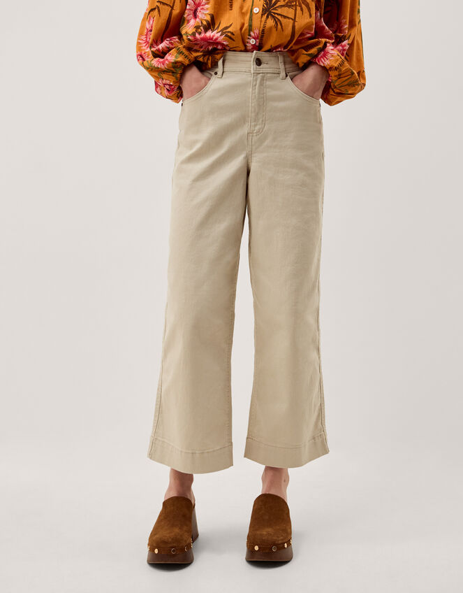 Hallie Regular Cropped Wide Leg Jeans Natural