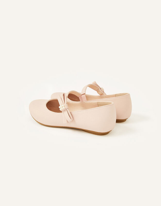 Shimmer Pearl Bow Ballerina Flats , Pink (PINK), large