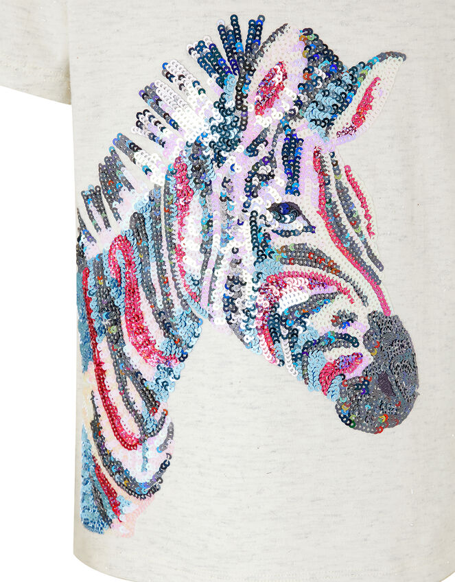 Zeena Sequin Zebra T-shirt, Ivory (IVORY), large