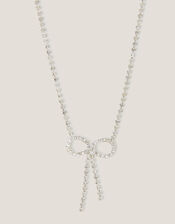 Diamanté Bow Necklace, , large