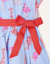 Giraffe and Flamingo Dress WWF-UK Collaboration, Blue (BLUE), large
