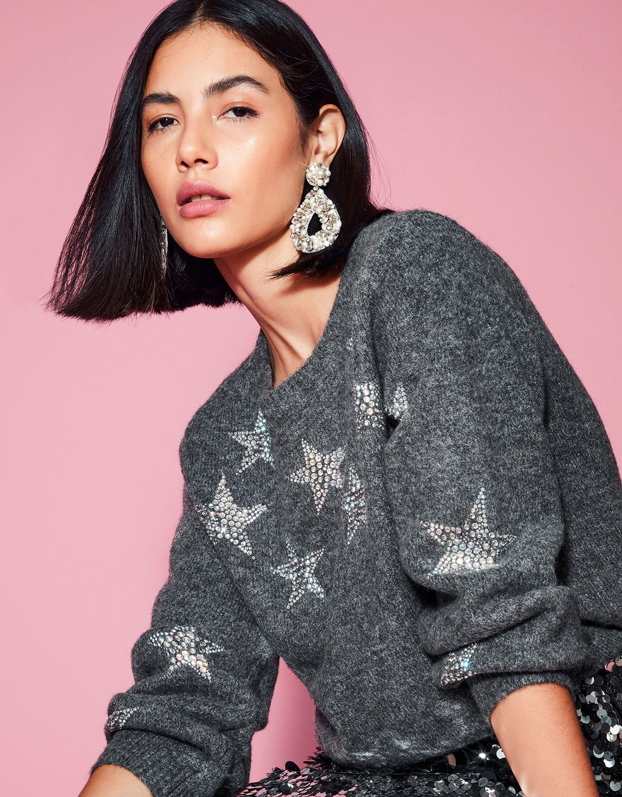 Grey star jumper womens shop