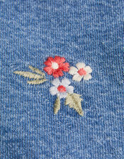 Floral Denim Dress and T-Shirt Set, Blue (BLUE), large
