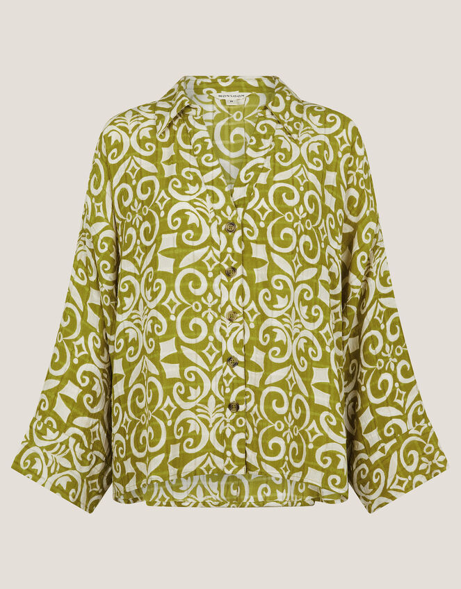 Trinny Hand-Screen Print Shirt, Green (GREEN), large