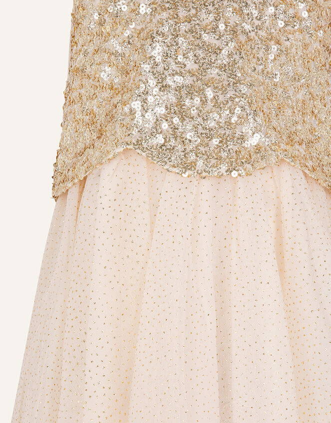 Sequin Scallop Dress , Gold (GOLD), large