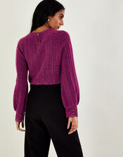 Lace Trim Jumper with Recycled Polyester, Pink (MAGENTA), large