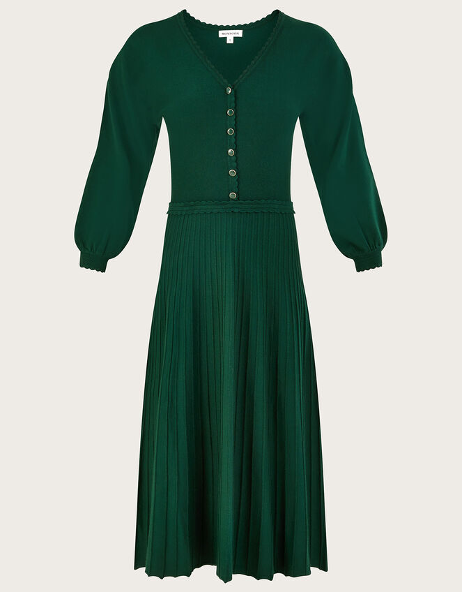 V-Neck Midi Dress with LENZING™ ECOVERO™, Green (DARK GREEN), large