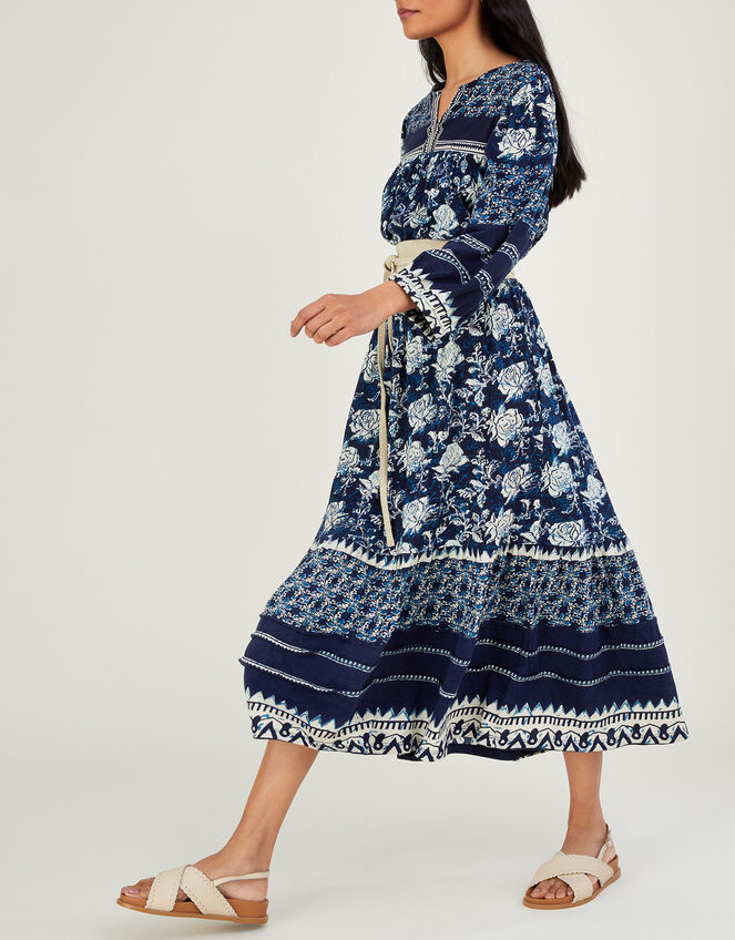 Floral Print Jersey Dress in Sustainable Cotton Blue | Summer Dresses ...