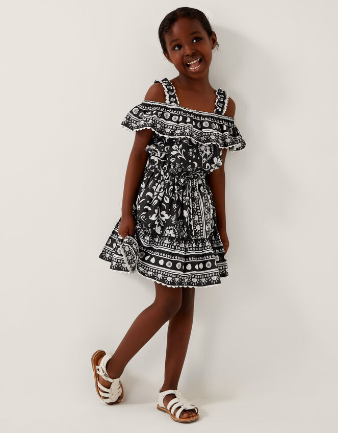 Tile Print Top and Skirt Set, Black (BLACK), large
