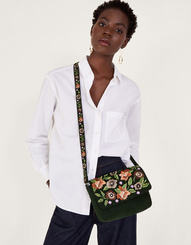 Embroidered Cord Cross-Body Bag, , large