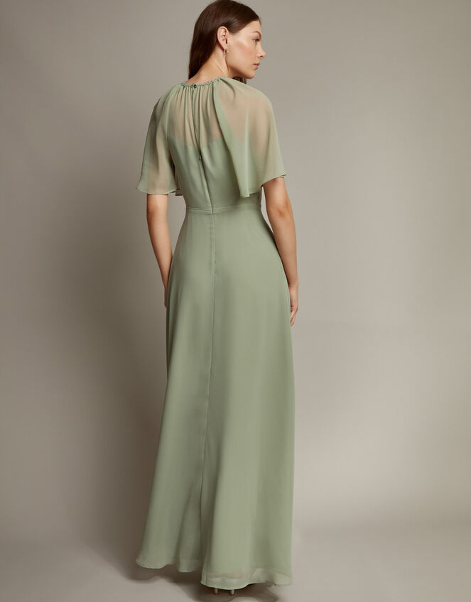 Mona Angel Sleeve Maxi Dress, Green (SAGE), large